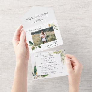 Modern minimale 1 Foto Weihnachts-elegante Drehbuc All In One Einladung