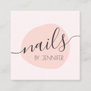 Modern minimale blütenrosa Nägel Quadratische Visitenkarte