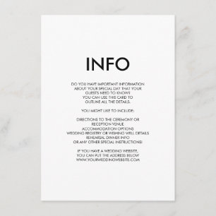 Modern minimale Hochzeitsangaben/Informationskarte Begleitkarte