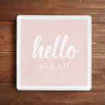 Modern minimale Pastel Pink Hallo und Sie nennen Acryl Tablett<br><div class="desc">Modern minimale Pastel Pink Hallo und Sie nennen</div>