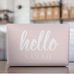 Modern minimale Pastel Pink Hallo und Sie nennen HP Laptop-Aufkleber<br><div class="desc">Modern minimale Pastel Pink Hallo und Sie nennen</div>