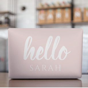 Modern minimale Pastel Pink Hallo und Sie nennen HP Laptop-Aufkleber