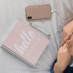 Modern minimale Pastel Pink Hallo und Sie nennen Notizblock<br><div class="desc">Modern minimale Pastel Pink Hallo und Sie nennen</div>
