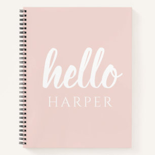 Modern minimale Pastel Pink Hallo und Sie nennen Notizbuch