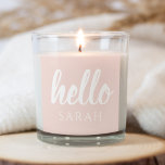 Modern minimale Pastel Pink Hallo und Sie nennen Quadratischer Aufkleber<br><div class="desc">Modern minimale Pastel Pink Hallo und Sie nennen</div>