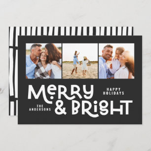 Modern minimale Typografie 3 Foto Weihnachtsspass Feiertagskarte