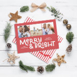 Modern minimale Typografie 3 Foto Weihnachtsspass Feiertagskarte<br><div class="desc">Mit dieser lustigen,  farbenfrohen Weihnachtskarte ist alles vielleicht nicht ruhig,  aber trotzdem hell. Mit Platz für 3 quadratische Fotos,  in einer Auswahl von Farben erhältlich.</div>