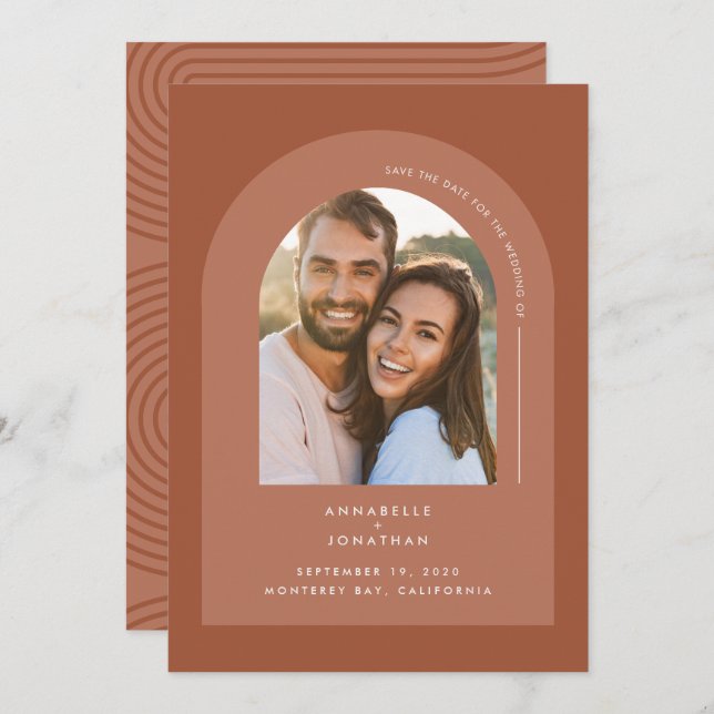 Modern minimaler bohemischer Terrakotta geometrisc (Vorne/Hinten)