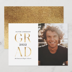 Modern minimaler typografischer Foto Abschluss Gol Einladung