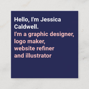 Modern minimales blau-rosa grafisches Design Quadratische Visitenkarte