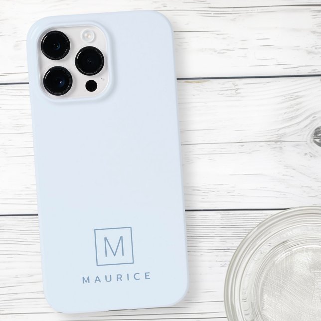 Modern minimales monogramm hellblau Case-Mate iPhone hülle (Modern minimal monogram light blue Case-Mate iPhone case)