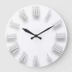 Modern Minimalism White Gray 3D Roman Numbers Große Wanduhr