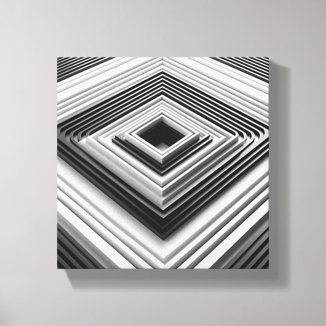 Modern Minimalist 3D Nested Squares Art - Abstract Leinwanddruck (Vorderseite)