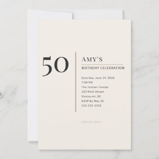 Modern Minimalist 50th Adult Birthday Celebration Einladung