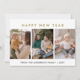 Modern Minimalist 5 Photo Collage New Year Feiertagskarte