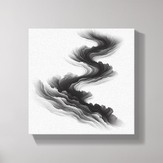 Modern Minimalist Abstract Layered Flow - Smoke  Leinwanddruck (Vorderseite)