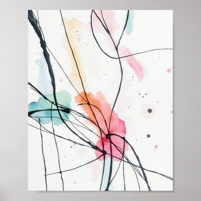 Modern Minimalist Abstract Line Art Drawing Poster (Vorne)