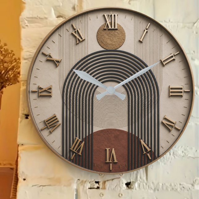  Modern Minimalist Arch Abstract Geometric Boho De Große Wanduhr (Von Creator hochgeladen)