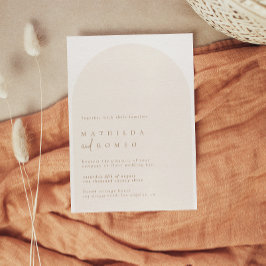 Modern minimalist arch beige wedding invitation einladung