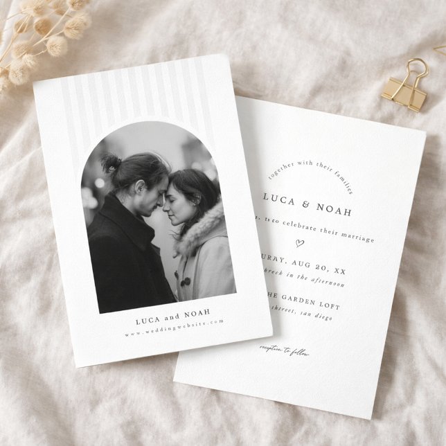 Modern Minimalist Arch Photo Wedding Invitation Einladung (Von Creator hochgeladen)