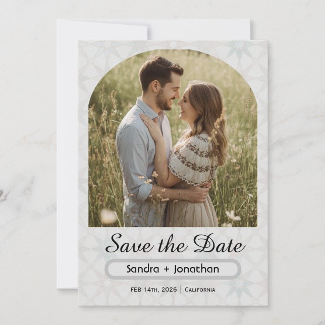 Modern Minimalist Arched Photo personalized Save The Date (Vorderseite)