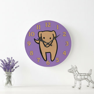 Modern Minimalist Art Wall Clock For Dog Lovers Große Wanduhr