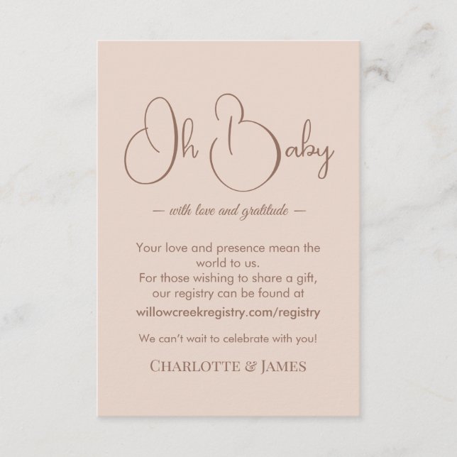 Modern Minimalist Baby Shower | Powder Blush Begleitkarte (Vorderseite)