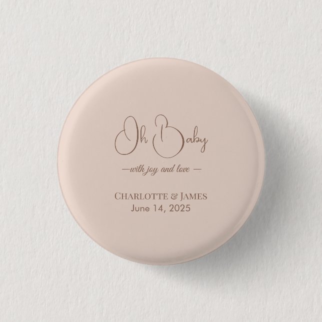 Modern Minimalist Baby Shower | Powder Blush Button (Vorderseite)