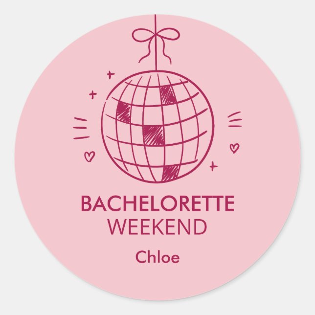 Modern Minimalist Bachelorette Weekend | Pink  Runder Aufkleber (Vorderseite)