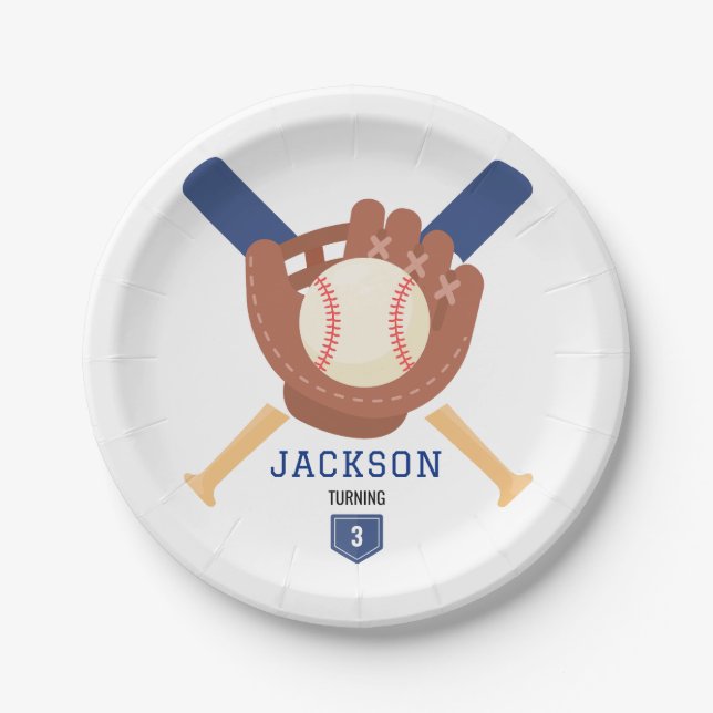 Modern Minimalist Baseball Batter Up Birthday Pappteller (Vorderseite)