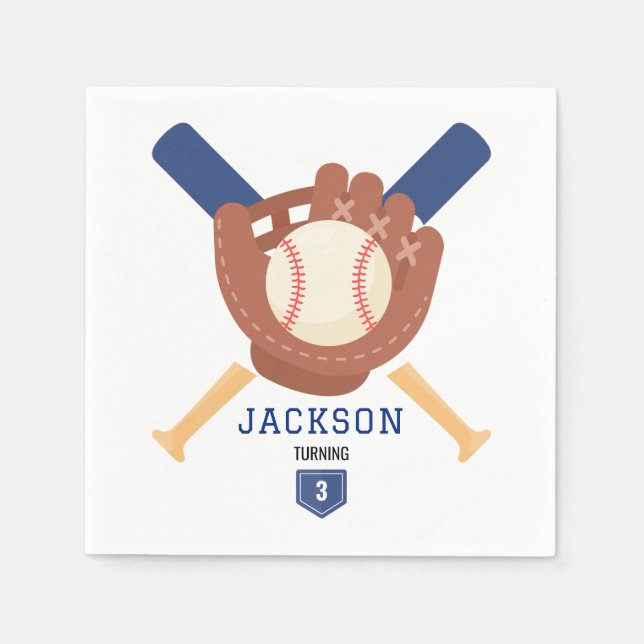 Modern Minimalist Baseball Batter Up Birthday Serviette (Vorderseite)