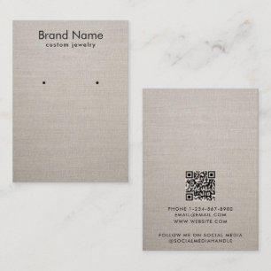 Modern minimalist beige Leinen-Schmuckdisplaykarte Visitenkarte