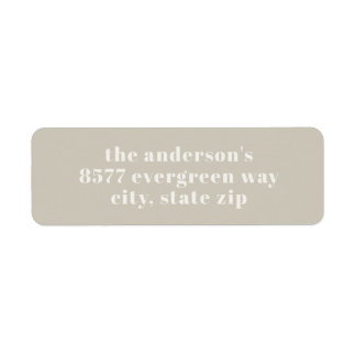Modern Minimalist Beige Return Address Label