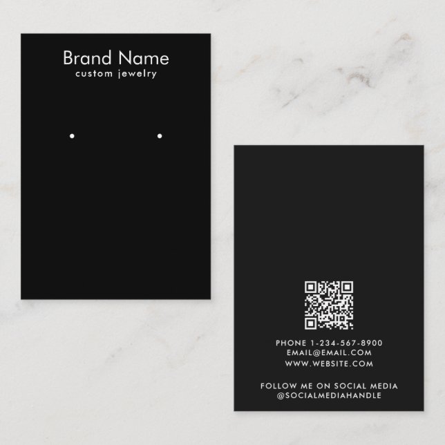 Modern Minimalist Black Jewelry Display Card Visitenkarte (Vorne/Hinten)