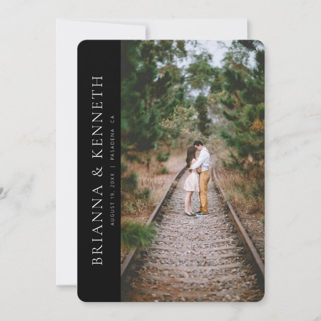 Modern Minimalist Black Photo Save the Date Einladung (Vorderseite)