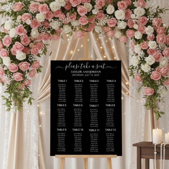 Modern Minimalist Black Wedding Seating Chart Acrylschild (Von Creator hochgeladen)