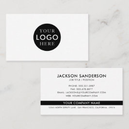 Modern Minimalist Black White Logo Professional Visitenkarte
