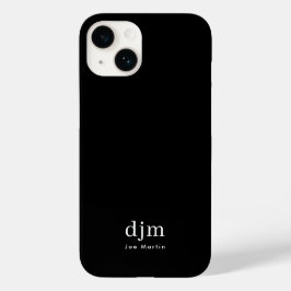 Modern Minimalist Black & White Monogram Name Case-Mate iPhone 14 Hülle