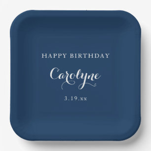 Modern minimalist blau Geburtstag Pappteller