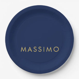 Modern minimalist blau Gold professionell trendy Pappteller