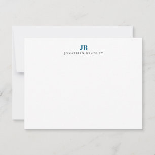 Modern minimalist blaues Monogramm Professional Mitteilungskarte