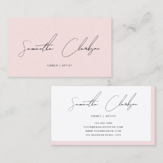 Modern Minimalist Blush Pink Handwritten Script Visitenkarte