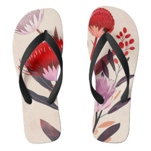 Modern minimalist Boho floral botanisch Flip Flops