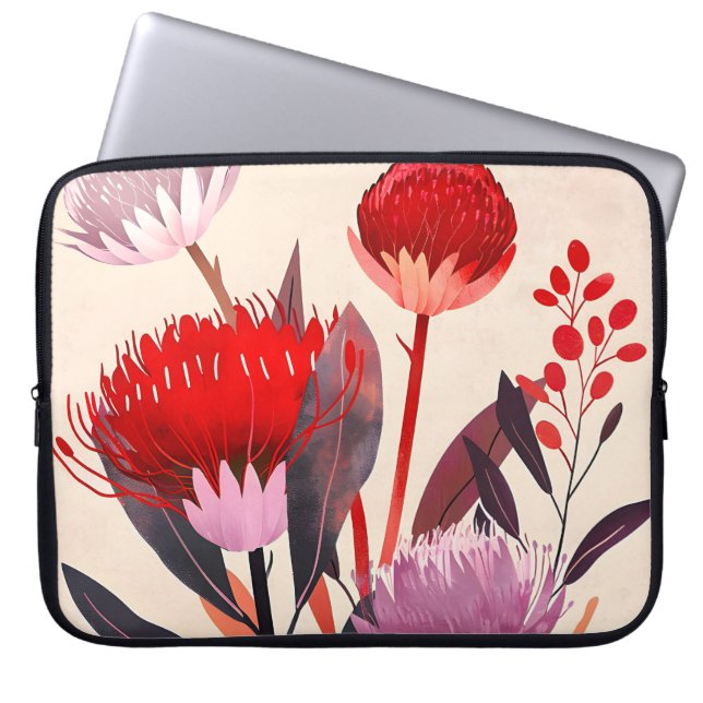 Modern minimalist Boho floral botanisch Laptopschutzhülle (Vorderseite)