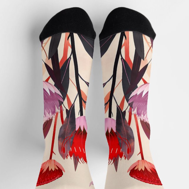 Modern minimalist Boho floral botanisch Socken (Oben)