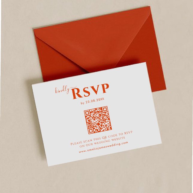 Modern Minimalist bold orange and pink Wedding RSVP Karte (Von Creator hochgeladen)