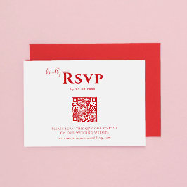 Modern Minimalist bold red and pink Wedding RSVP Karte