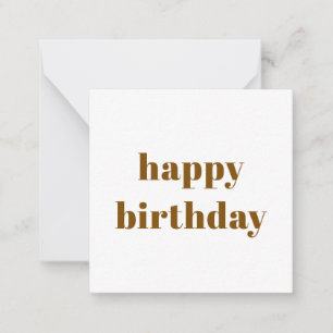 Modern minimalist braun & weiß Happy Birthday Mitteilungskarte