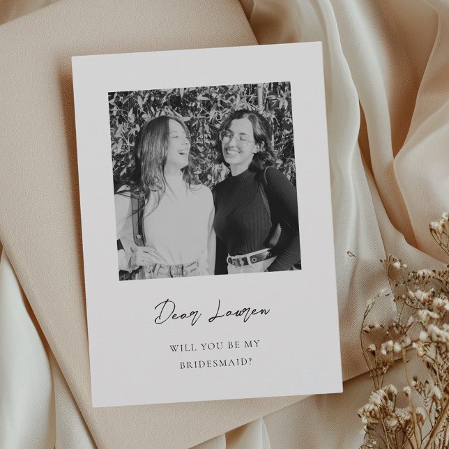 Modern Minimalist Bridesmaid Proposal Photo Card Einladung (Von Creator hochgeladen)