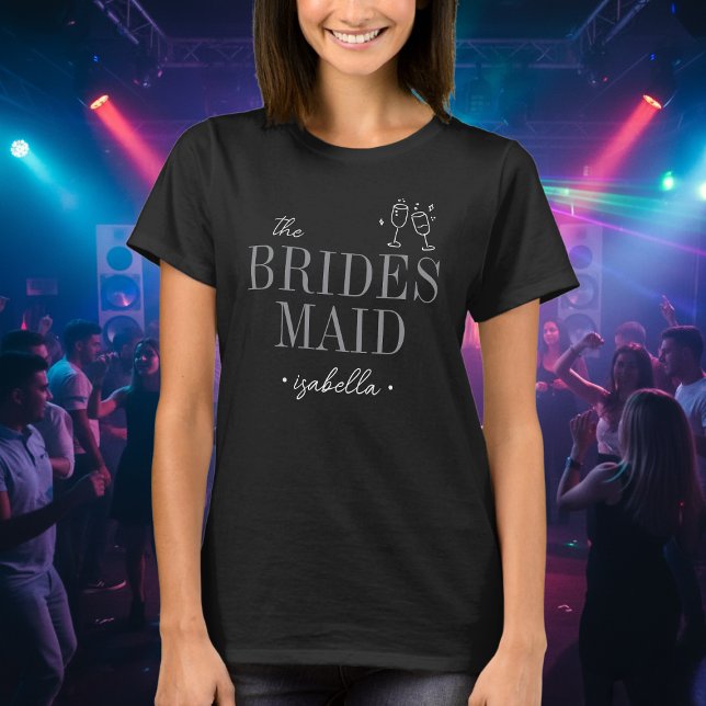 Modern Minimalist Bridesmaid Script Bachelorette T-Shirt (Von Creator hochgeladen)